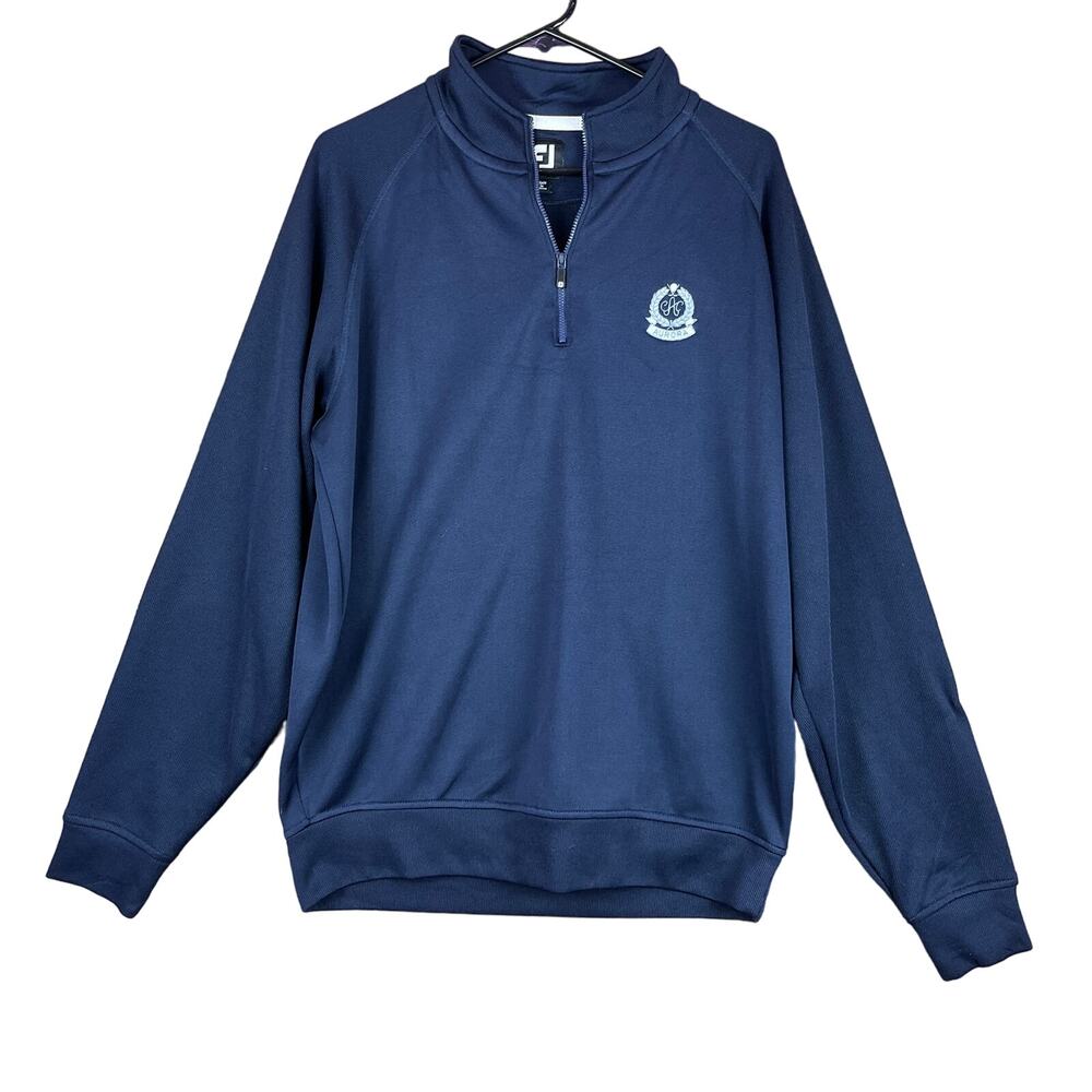 FootJoy Mens Quarter Zip Pullover Navy Blue Aurora Performance Athletic Large